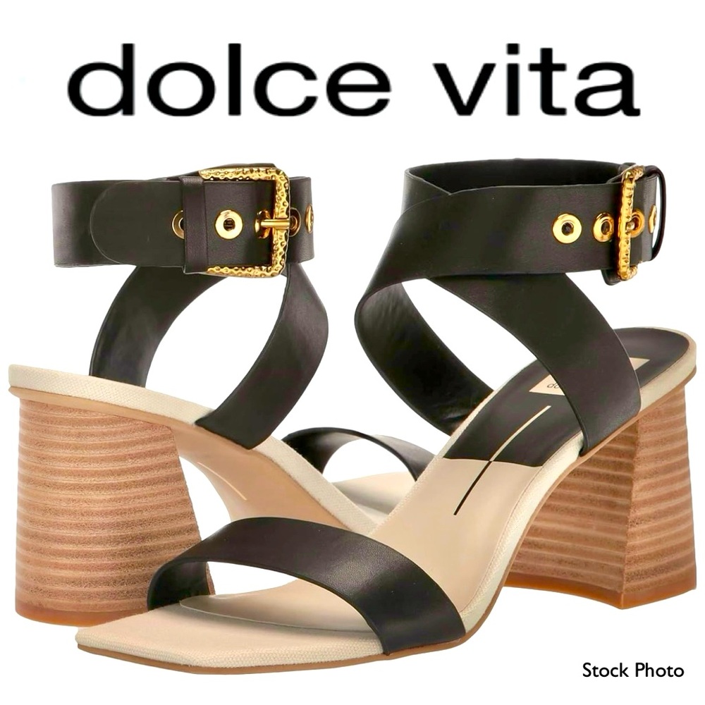 NWOB DOLCE VITA Paytin 3” Heel Black Leather Women’s Sandals (7.5) - Picture 3 of 17